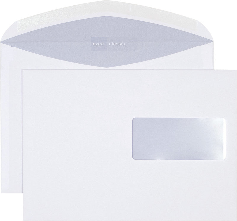 Elco Couvert C5, Fenster rechts, nassklebend, weiss, 100 g/m², Innendruck – 500 Stk.