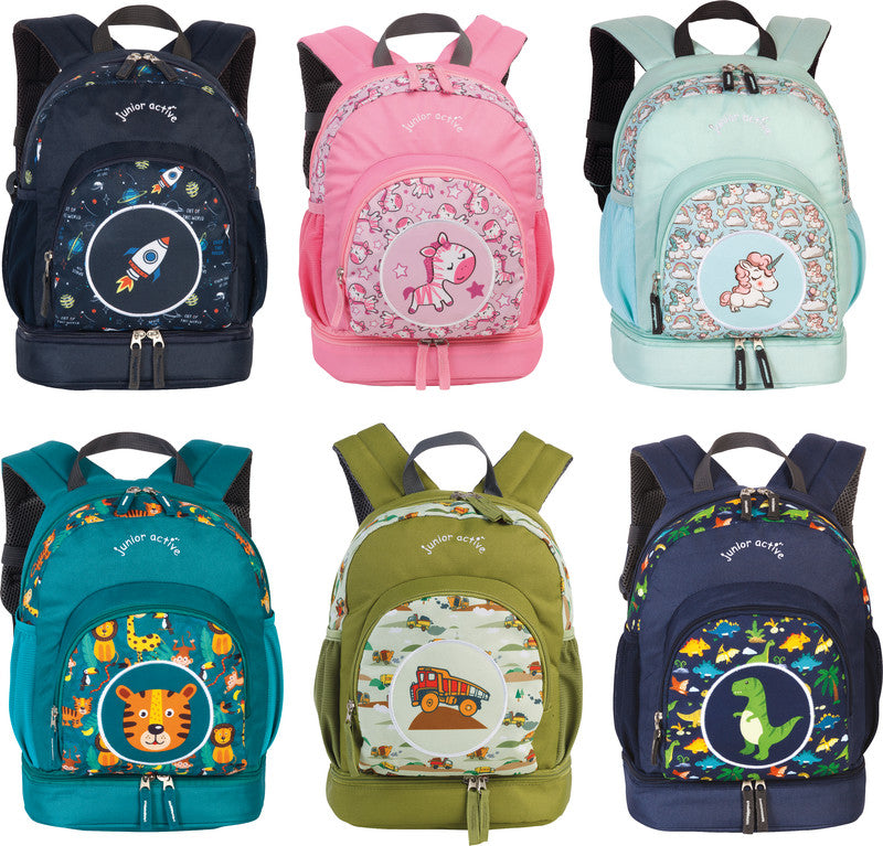 Fabrizio Kindergartenrucksack – Junior Active – Space – Marineblau – 25,0×31,0×12,0/18,0 cm – eco:plus