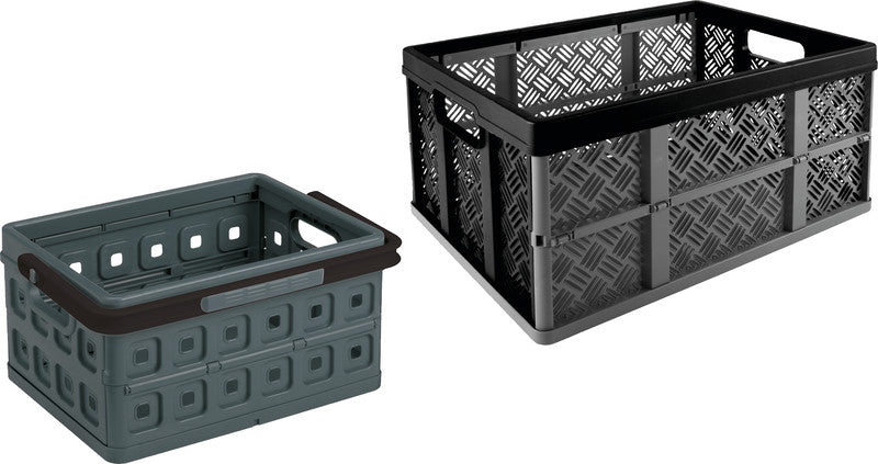Helit Faltbox – Kunststoff, Schwarz, 44 × 21 × 31,5 cm