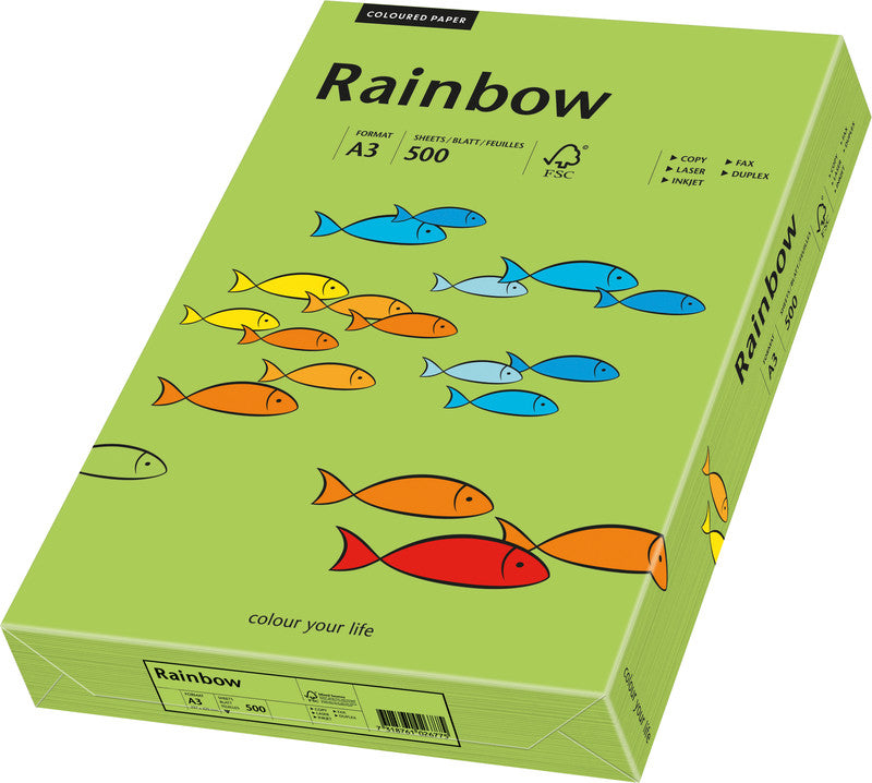 Rainbow Kopierpapier – A3, 80 g/m², Grün – für Inkjet/Laser/Kopierer – FSC – 500 Blatt