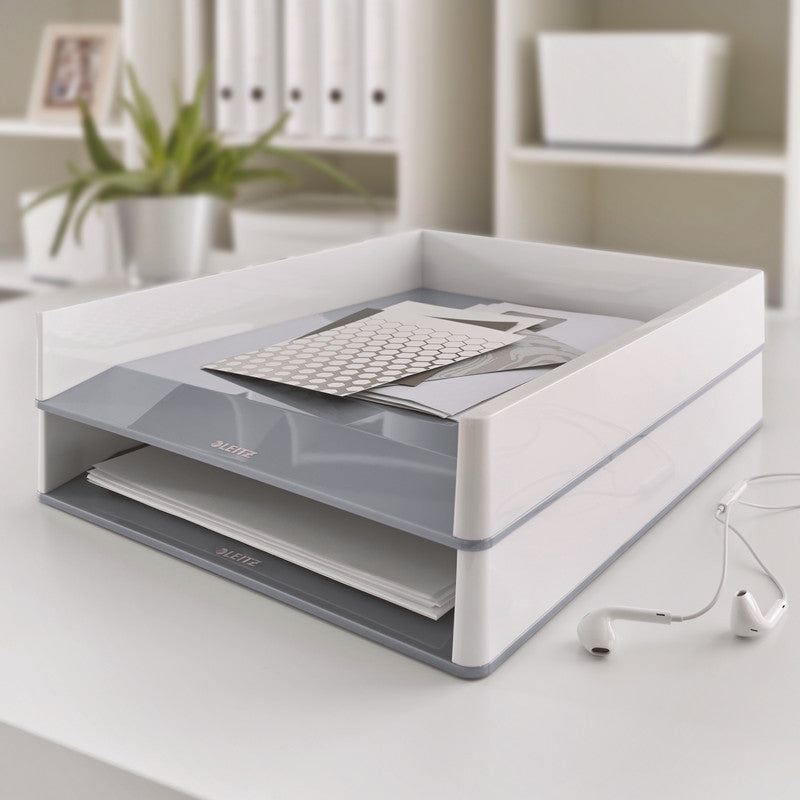 Leitz Briefkorb – Kunststoff, metallisch, weiss, Serie 53611001