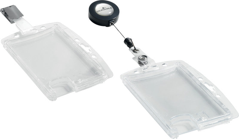 Durable Magnetclip – 87 × 54 mm, transparent, für 2 Betriebsausweise, 25er-Pack
