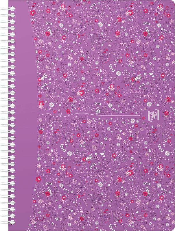 Oxford Collegeblock B5, liniert, Spiralbindung, 60 Blatt, perforiert, 90 g/m² – floral, für SCRIBZEE App