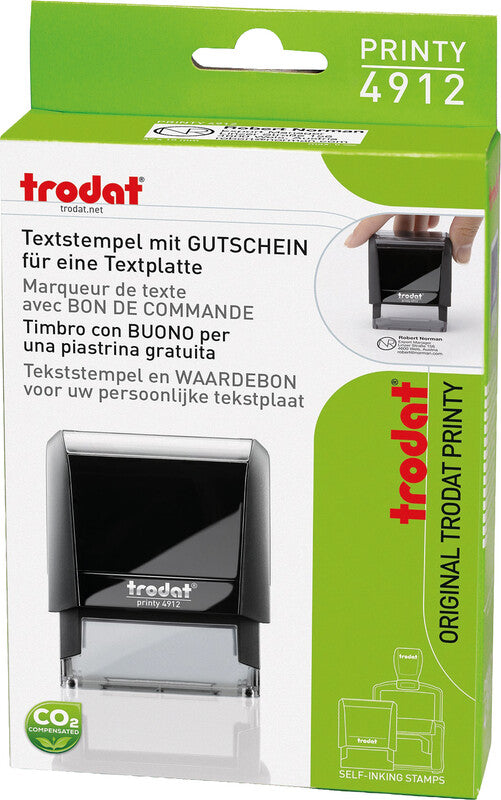 Trodat Printy 4912 – Selbstfärbender Textstempel zum Selbersetzen – Abdruck 47 × 18 mm – Schwarz, Mehrsprachig