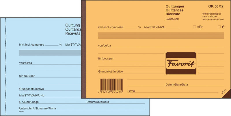 Favorit Formularblock – Deutsch, 50 Blatt, A6