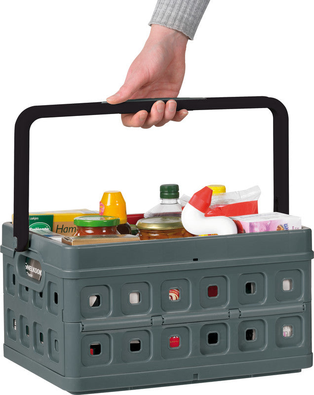 Helit Faltbox – Kunststoff, Schwarz, 44 × 21 × 31,5 cm