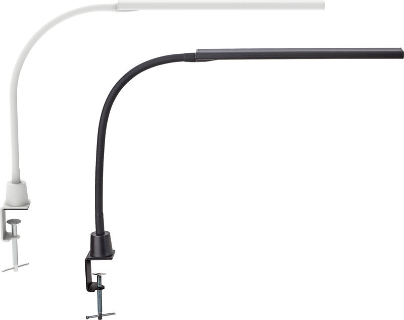 MAUL LED Tischleuchte Pirro – Klemmfuss, dimmbar – 3000 K – 726 lm 7 W – Weiss, Metall