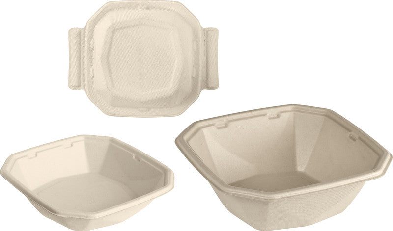 Duni Octabagasse Take-away-Box Bagasse – 400 ml, 152 × 152 × 38 mm, braun, 50 Stück