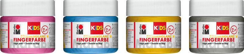 Marabu KiDS Fingerfarben – Rosa/Blau/Silber/Gold, metallic – 4×100 ml (400 ml) – für Papier, Karton, Glas