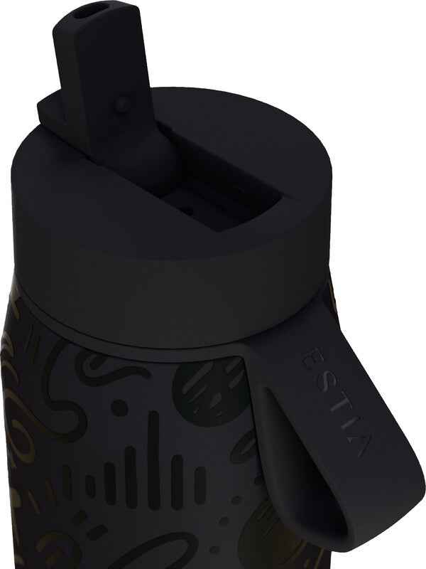 Estia Pulse Isolierflasche 500 ml – Doppelwandig 12 h Heiss/24 h Kalt, Edelstahl, mit Strohhalm