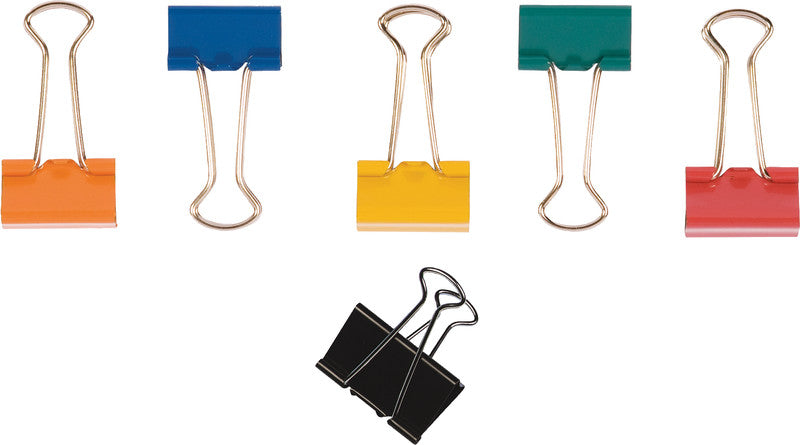 Q-CONNECT Büroklammern – Foldback-Clips – 19 × 8,3 mm – Metall – farbig assortiert – 10 Stück