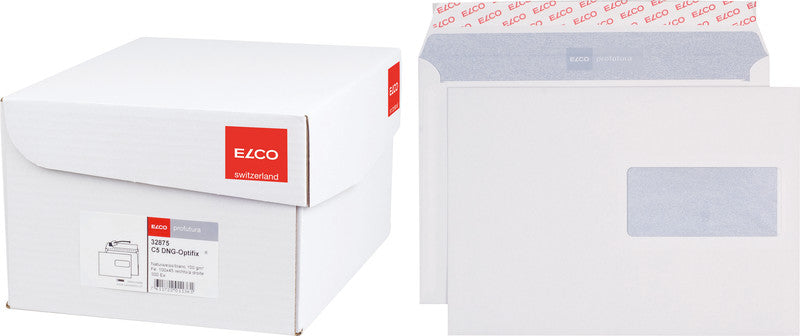 Elco Couvert C5/6, Fenster rechts, Haftklebung, naturweiss, 100 g/m², Profutura, mit Innendruck – 500 Stk.