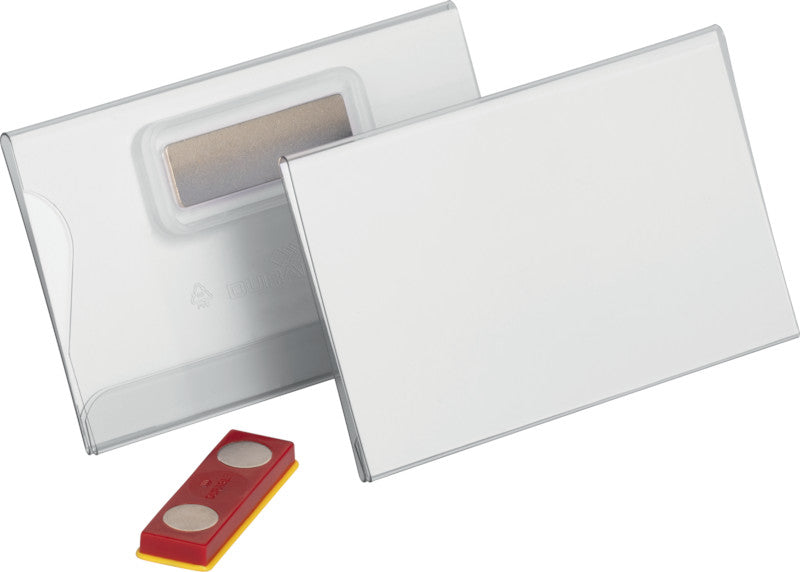 Durable Namensschild – 75 × 40 mm, transparent, Kunststoff, Magnetbefestigung, verdrehsicher – 25 Stk
