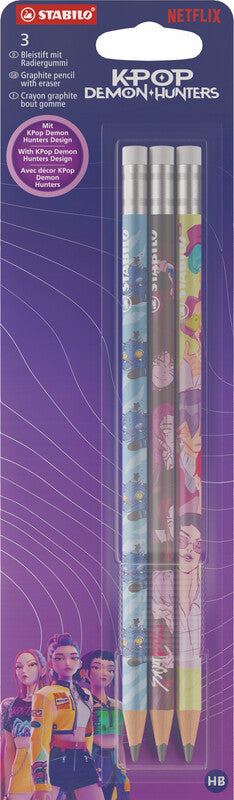 STABILO Bleistifte, rund, mit Radierer – 3er-Set