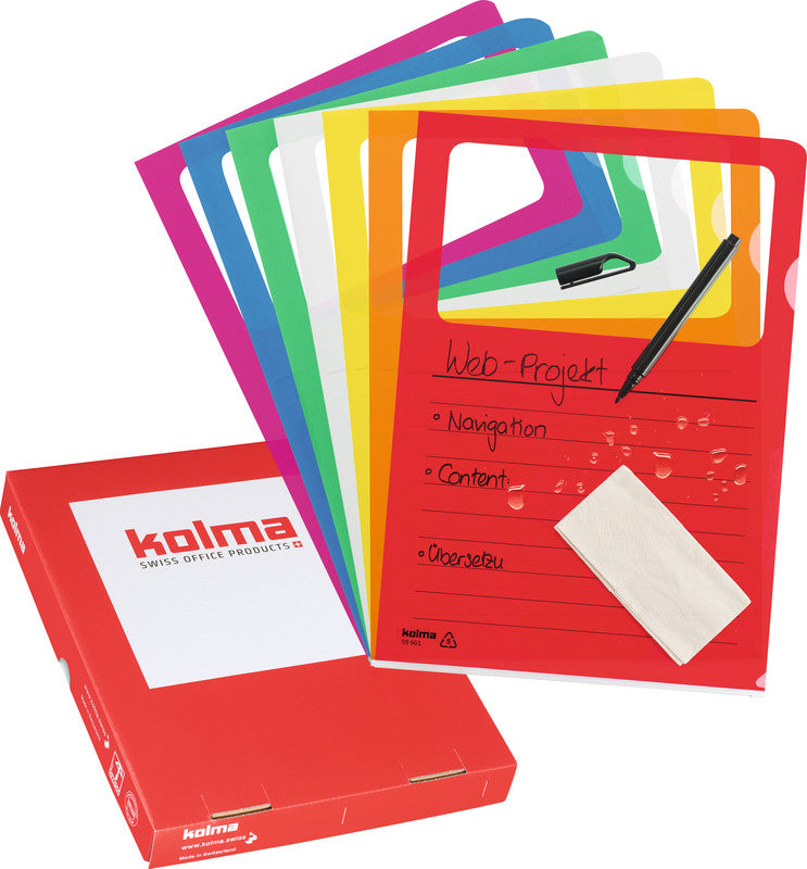 Kolma Sichtmappe A4 – Rot, Kunststoff, Glänzend, 130 µm, 10er-Pack, 100% Rezyklierbar