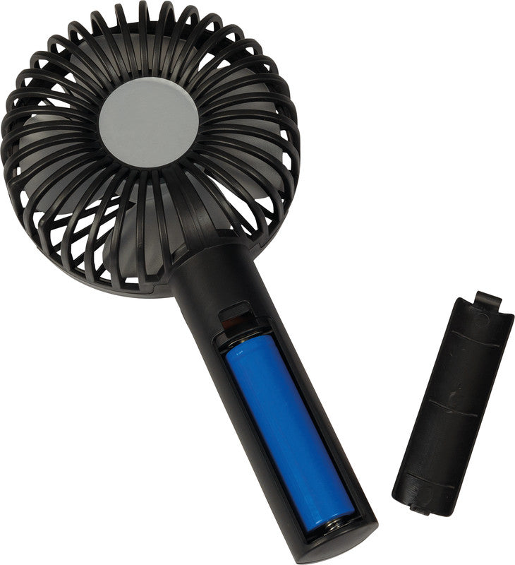 Wedo USB-Tischventilator Stay Cool – 3 Stufen, Akku (bis 5 h), Micro-USB, Schwarz – 107 × 205 × 43 mm