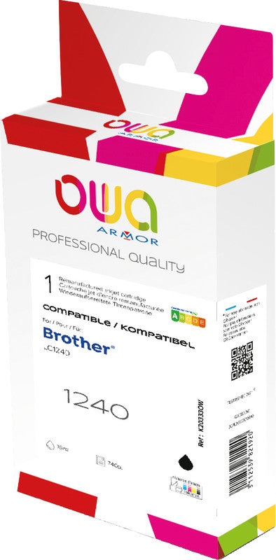 Owa Tintenpatrone LC-1240BK, Schwarz, 16 ml, kompatibel – für Brother-Geräte