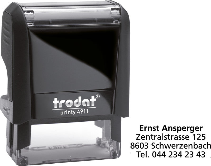 Trodat Printy 4911 – Selbstfärbender Textstempel zum Selbersetzen – Abdruck 38 × 14 mm – schwarz
