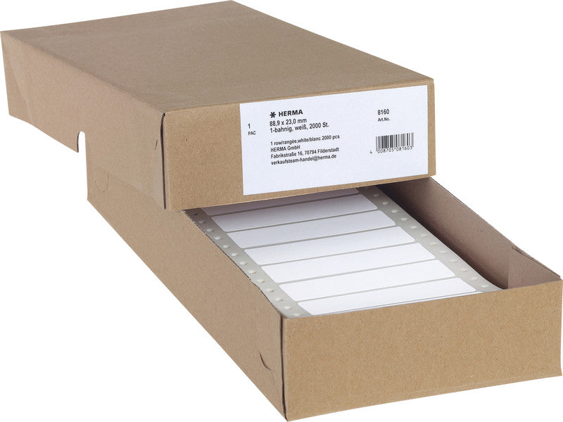 HERMA Druckeretiketten, 89 mm × 23 mm, weiss, Papier, permanent, 2000 Etiketten