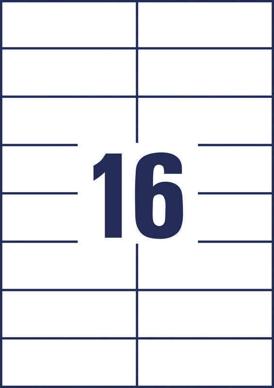 Avery Etikettenbogen, 105 mm × 37 mm, weiss, Papier, permanent, 100 Blatt (1600 Etiketten)