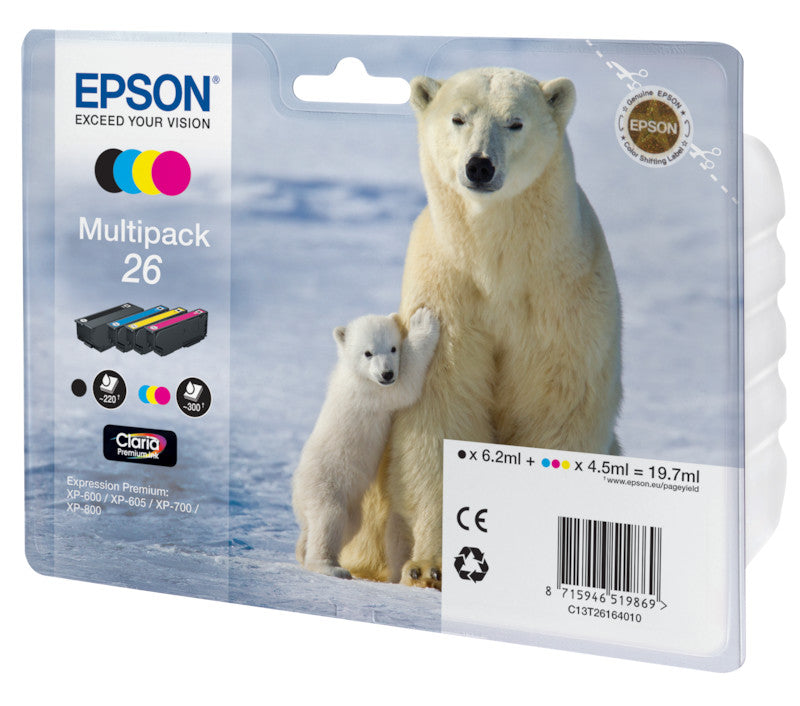 Epson Tintenpatronen-Multipack T2616 BCMY, CMYK, 4er-Pack