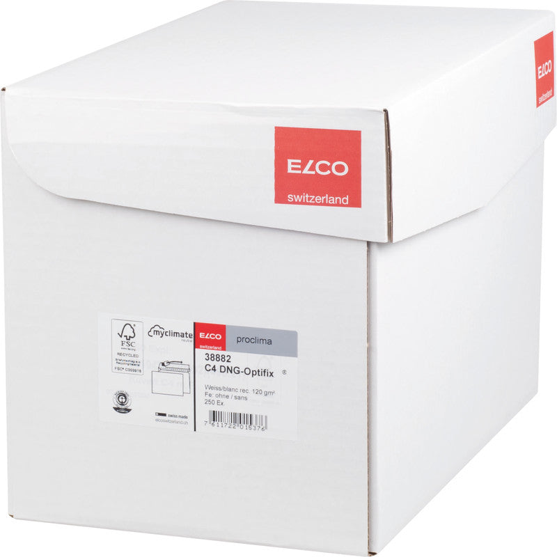 Elco Couvert C4, ohne Fenster, selbstklebend, weiss, 120 g/m², mit Innendruck – 250 Stk.