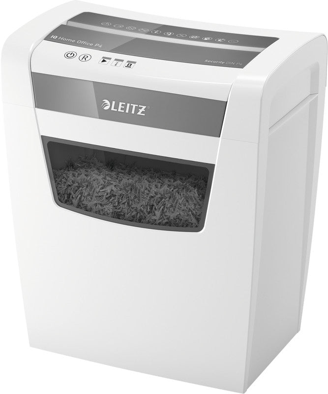 Leitz IQ Home Office – Aktenvernichter, DIN P-4, Partikelschnitt 4 × 28 mm, 10 Blatt, 23 l, A4