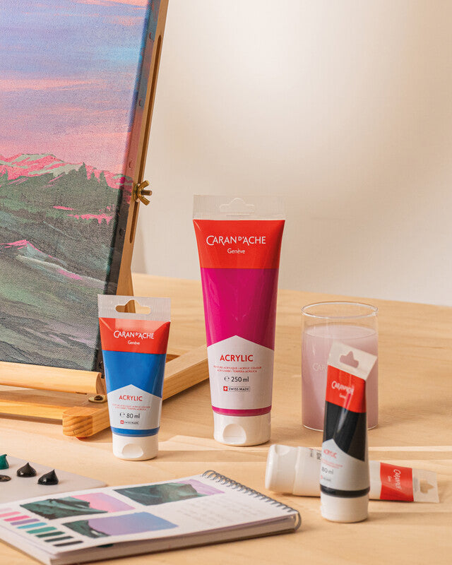 Caran d-Ache Caran d'Ache Acrylfarbe – Schwarz – 80 ml, Tube – für Leinwand, Stoff, Papier