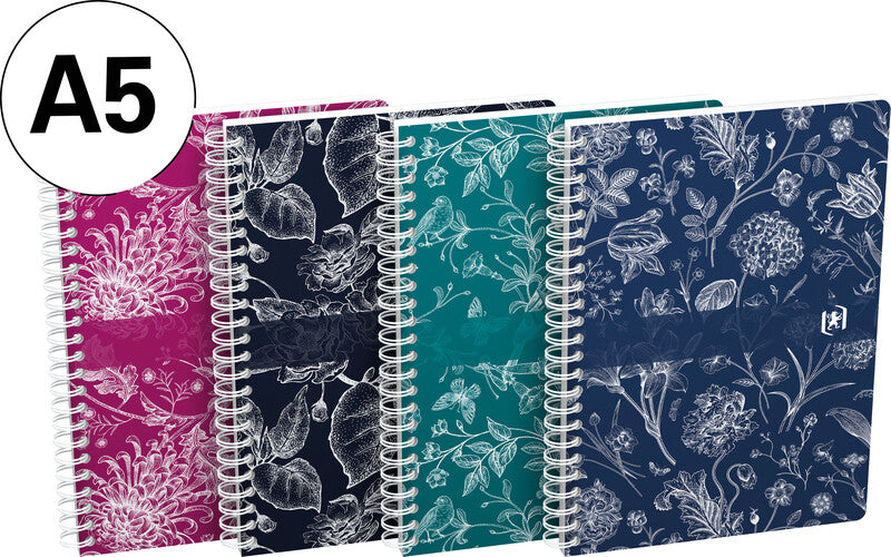 Elba Oxford Spiralheft – A5 – kariert – 60 Blatt – Doppelspirale, mehrfarbig