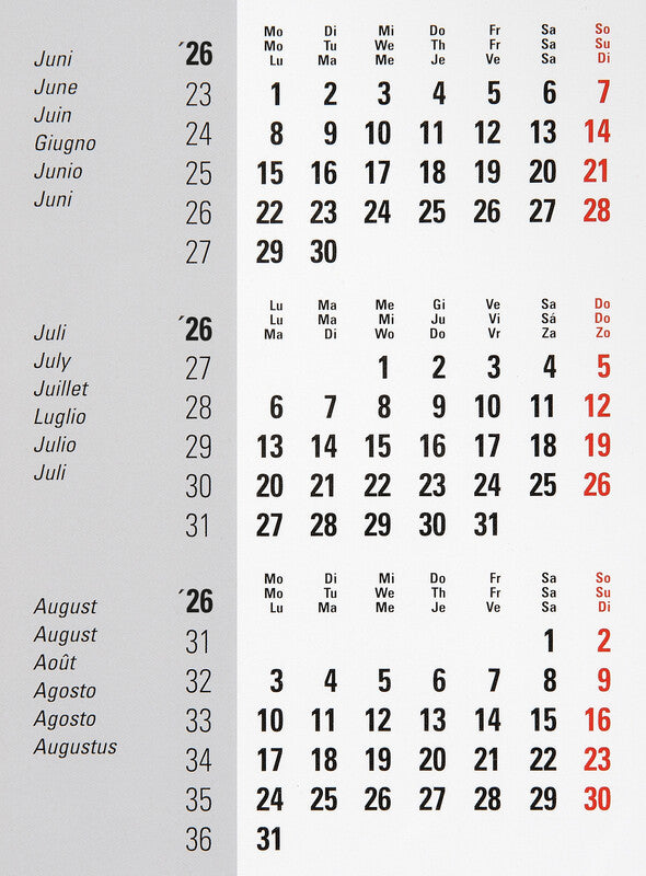Biella Desktop Frame Kalender‑Einlage – 3 Monate/1 Seite, 11 × 18 cm, 2026/2027, FSC