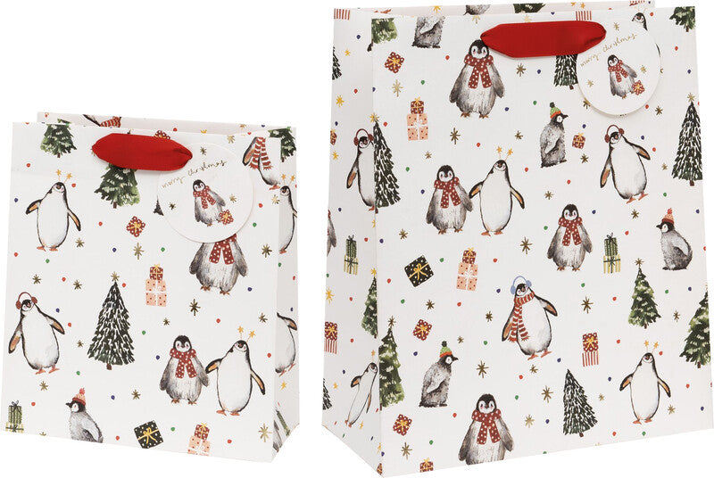 Glick Tragetasche – Penguin Party – Weihnachten, aus Papier – 220 × 225 × 100 mm