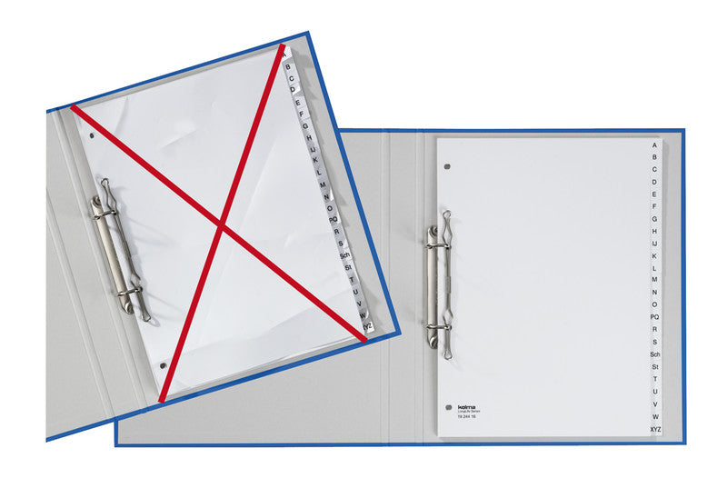 Kolma Register – A4, 24-teilig, PVC, grau, vorgedruckt, 4-fach Lochung