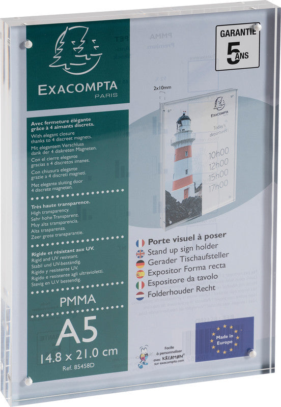 Exacompta Tischaufsteller – für A5 – magnetisch – transparent – Acryl