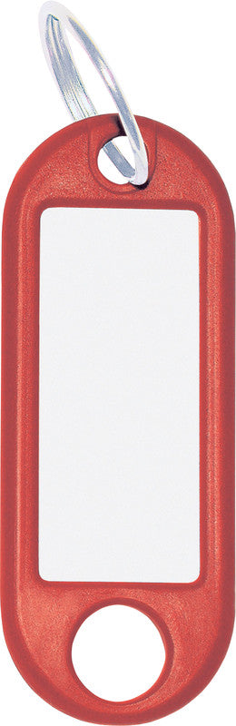 Wedo Schlüsselschild - Rot, Kunststoff, Beschriftungsfeld 32 × 14 mm, B 21 × H 52 mm, mit Ring Ø 18 mm, 10 Stk