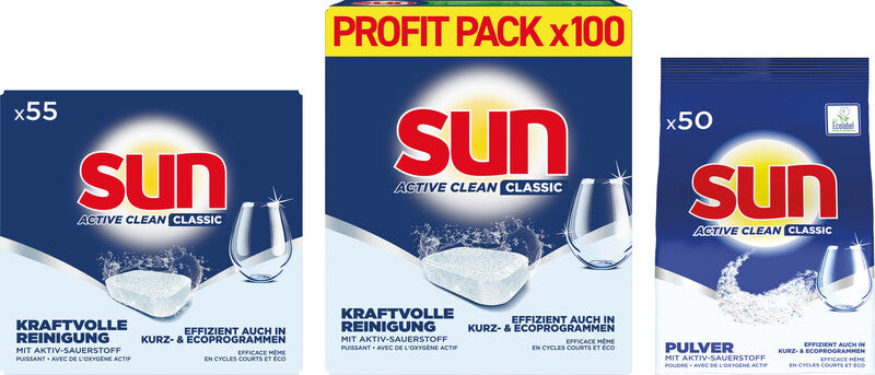 Sun Classic Active Clean Spülmaschinenpulver duftneutral – für Geschirrspüler – 950 g
