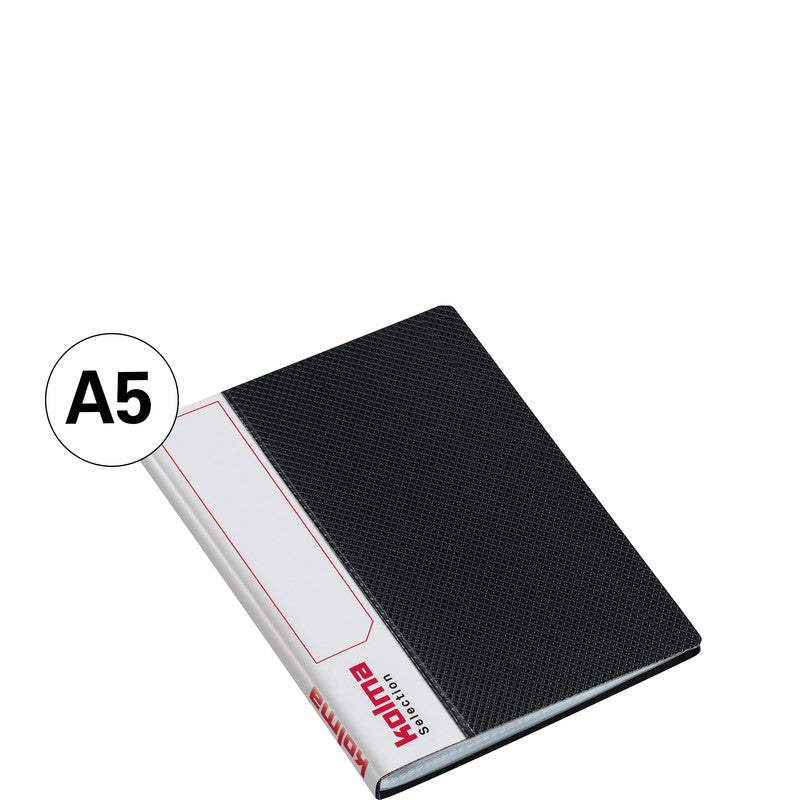 Kolma Sichtbuch Selection – 20 Sichttaschen, A5, glatt, glänzend, schwarz, Kunststoff