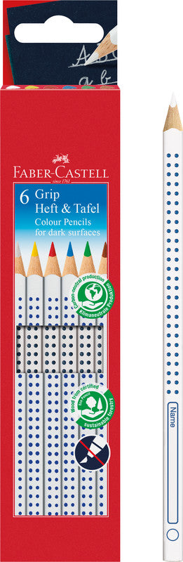Faber-Castell Tafelkreide – 6 Farben, im Kartonetui, Ø 3 mm, dreikantig, FSC