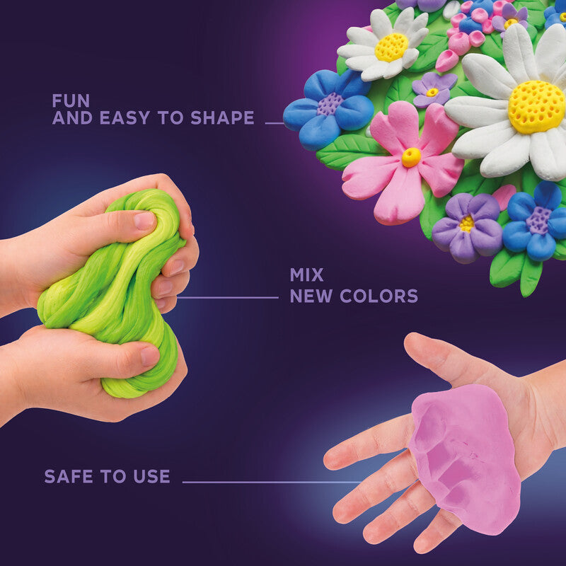 Okto sensory art 3D Kreativset Blumen – Lufthärtendes Modelliermasse-Set – 8-teilig – Ab 3 Jahren