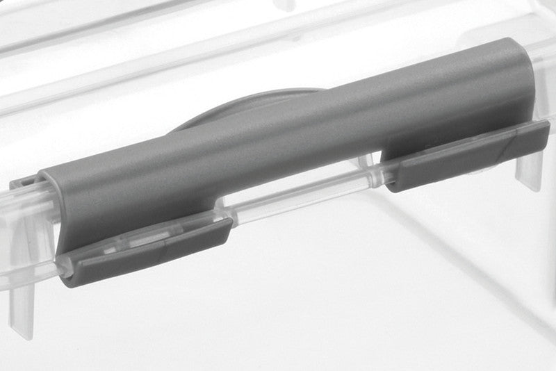 Helit die q-line Aufbewahrungsbox 72 l – stapelbar, Clipdeckel, 600 × 420 × 400 mm, transparent, Kunststoff