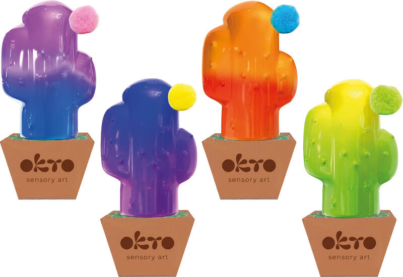 Okto sensory art Slime Kaktus – H 7,5 × Ø 5,0 cm, 90 ml – ab 3 Jahren – Kunststoff – mehrfarbig