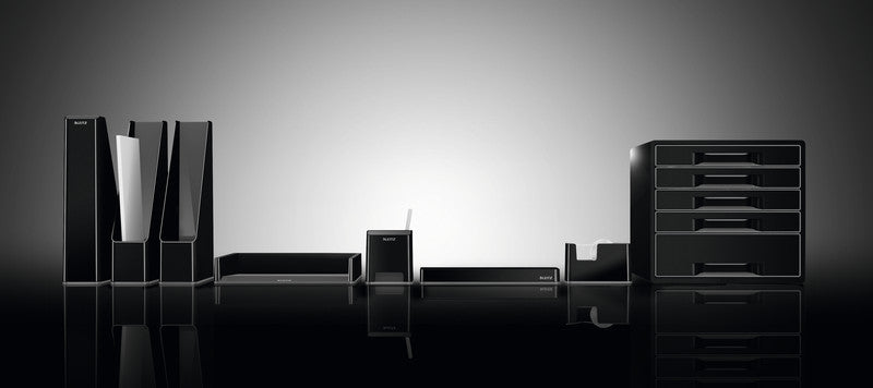 Leitz Briefkorb – mit Griffausschnitt, mit Beschriftungsfeld, glänzend, schwarz, B 267 × H 49 × T 336 mm