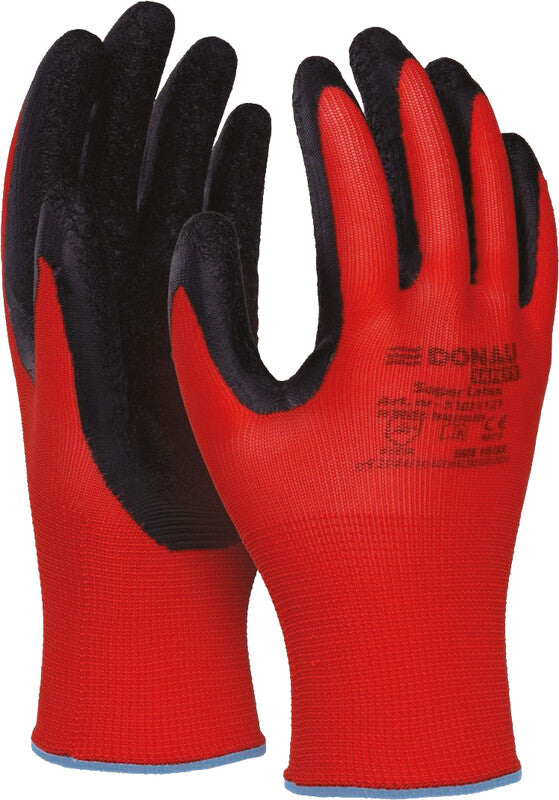 Office products Arbeitshandschuhe – Grösse L – PES, Latexbeschichtung, EN 388, Rot/Schwarz, abriebfest