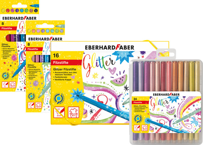 Eberhard Faber Filzstifte, Strichbreite 3 mm, auswaschbar ab 40 °C, 8 Farben