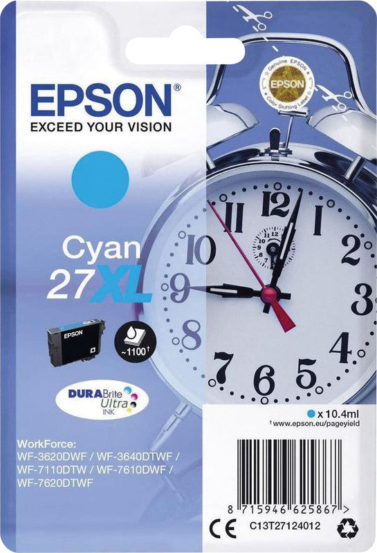Epson Tintenpatrone 27XL, Cyan – für Inkjetdrucker