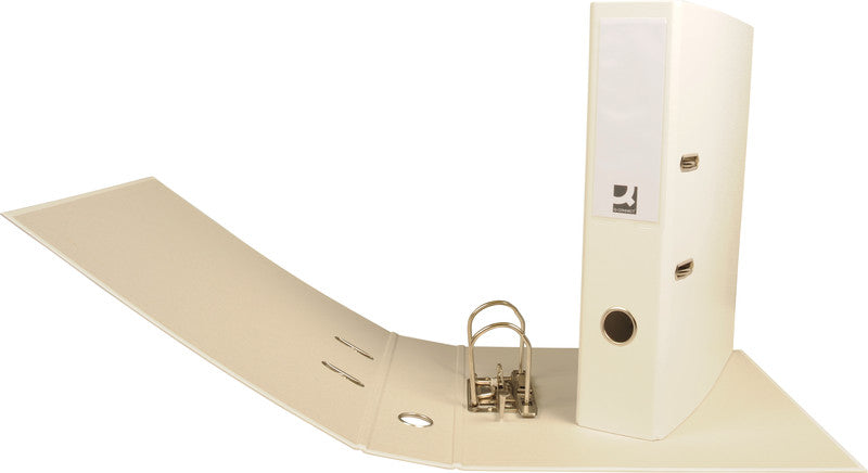 Q-connect Ordner – A4 hoch – 2-Ring Hebelmechanik, Rücken 70 mm – weiss, Karton, mit Niederhalter, FSC