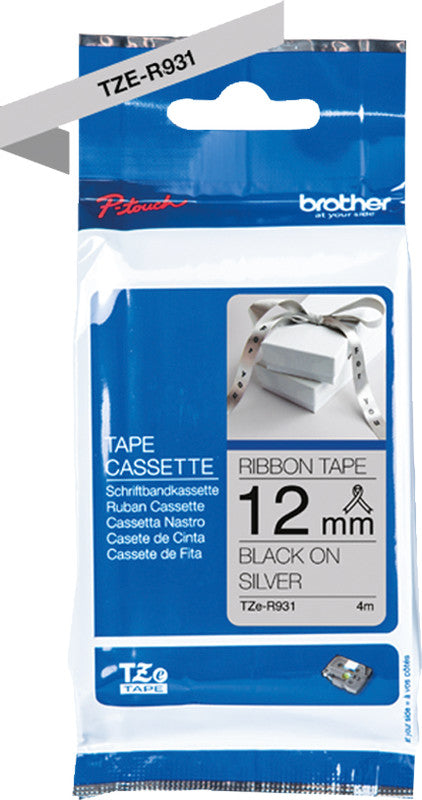 Brother Textilband – 12 mm × 4 m, silber, schwarz, TZe