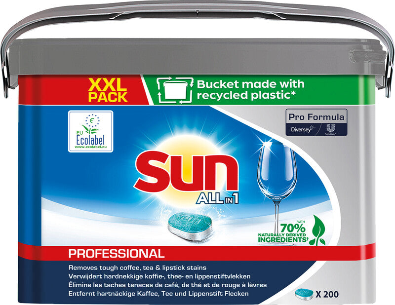 Pro formula Sun All in 1 Complete Spülmaschinentabs Professional – für Geschirrspüler – 200 Tabs, EU Ecolabel