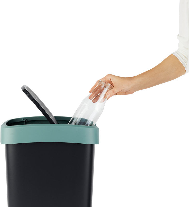 Rotho Abfallcontainer – 50 l – mit Deckel – Kunststoff, Mistelgrün – B × H × T 298 × 602 × 401 mm