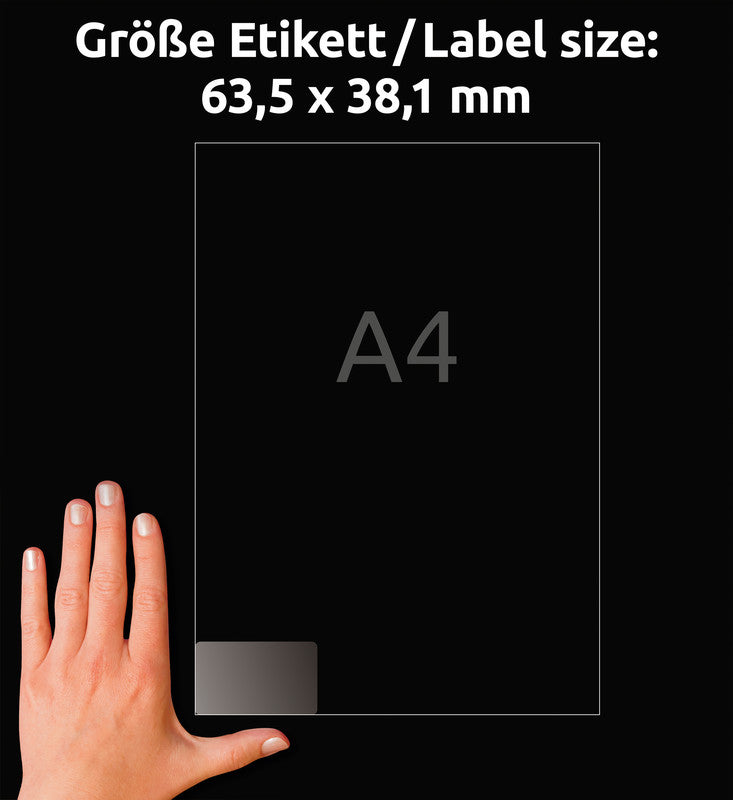 Avery Bogenetiketten, 64 mm × 38 mm, transparent, Folie, permanent, 25 Blatt (525 Etiketten)