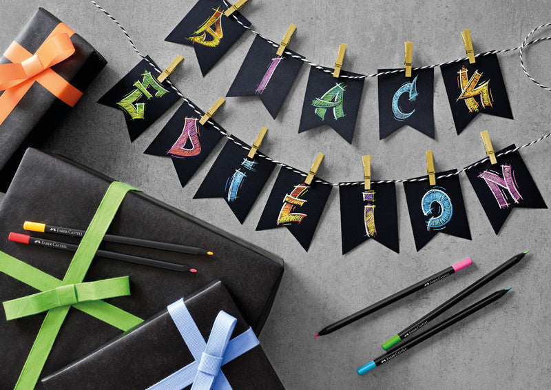 Faber-Castell Buntstifte Black Edition – 100 Farben, im Kartonetui, Ø 3 mm, dreikantig, FSC